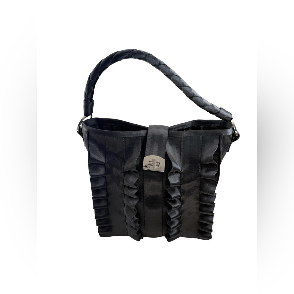 Harveys Seatbelt Bag LOLA HOBO Satchel Purse RUFFLE Black